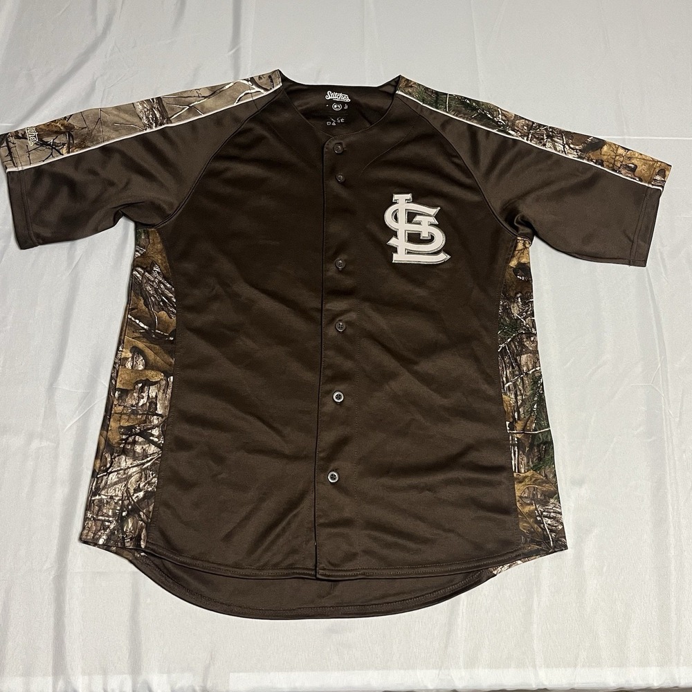 St Louis Cardinals RealTree Camo Sewn MLB Baseball Jersey Size Small Stitches